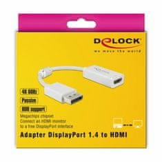 Delock adapter DisplayPort 1.4-HDMI HDR aktivni 4K 60Hz bel 63936