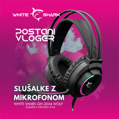 White Shark slušalke+mikrofon črne gaming GH-2044 WOLF