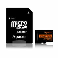Apacer microSD XC 128GB spominska kart. UHS-I U3 R100 V30 A2 AP128GMCSX10U8-R
