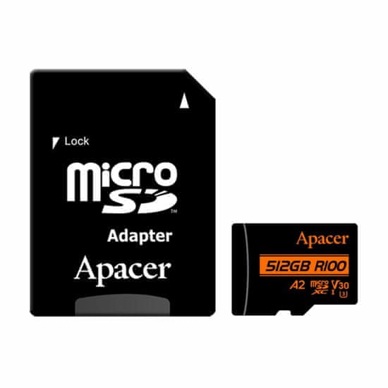 Apacer microSD XC 512GB spominska kart. UHS-I U3 R100 V30 A2 AP512GMCSX10U8-R