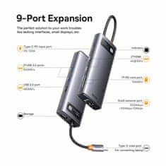 BASEUS priklopna postaja USB 3.2 TipC 9v1 4K siva WKWG060013