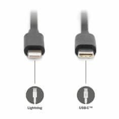 Digitus kabel USB C-Lightning 1m 20W 3A spiralni AK-600434-006-S