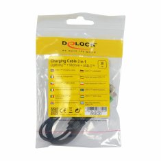 Delock kabel USB TipC 3v1 Lightning/TipC /Mikro 30cm 86820