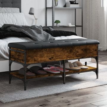 Vidaxl vidaXL Klop za čevlje dimljen hrast 102x42x45 cm