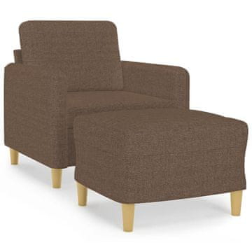 Vidaxl Fotelj s stolčkom za noge rjav 60 cm blago