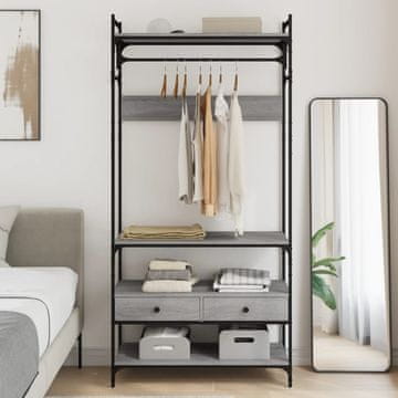 Vidaxl vidaXL Omara s predali, siva, hrast sonoma, 89x39x184,5 cm
