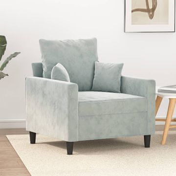 Vidaxl vidaXL Fotelj, svetlo siv, 60 cm, oblazinjen z žametom