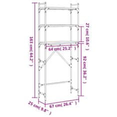 Vidaxl Polica za pralni stroj sonoma hrast 67x25x163 cm inženirski les