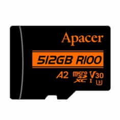 Apacer microSD XC 512GB spominska kart. UHS-I U3 R100 V30 A2 AP512GMCSX10U8-R