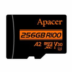 Apacer microSD XC 256GB spominska kart. UHS-I U3 R100 V30 A2 AP256GMCSX10U8-R