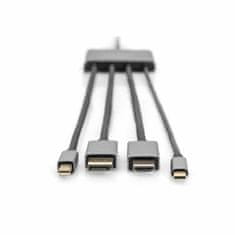 Digitus kabel HDMI 4v1 HDMI/DisplayPort/ mini DisplayPort/USB TipC 4K 60Hz