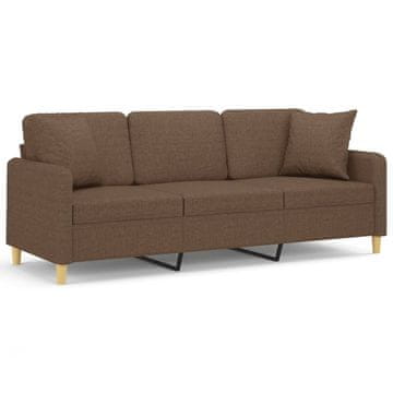 Vidaxl Kavč dvosed z blazinami rjav 180 cm blago