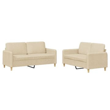 Vidaxl Sedežna garnitura 2-delna z blazinami krem blago