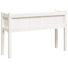 Vidaxl Vrtno korito z nogami belo 110x31x70 cm trdna borovina