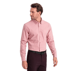 OMBRE Moška bombažna majica REGILAR FIT z žepom V3 OM-SHOS-0153 roza MDN124353 XL
