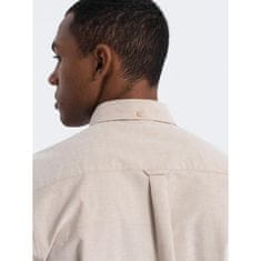 OMBRE Moška bombažna majica REGILAR FIT z žepom V1 OM-SHOS-0153 bež MDN124352 S