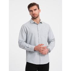 OMBRE Moška srajca REGULAR FIT z žepi V2 OM-SHCS-0148 svetlo siva melanž MDN124358 S