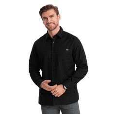 OMBRE Moška bombažna srajca z žepom REGULAR FIT V1 OM-SHCS-0147 črna MDN124362 S