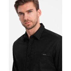 OMBRE Moška bombažna srajca z žepom REGULAR FIT V1 OM-SHCS-0147 črna MDN124362 S