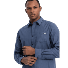 OMBRE Moška bombažna srajca z žepom REGULAR FIT V3 OM-SHCS-0147 modra MDN124364 XXL
