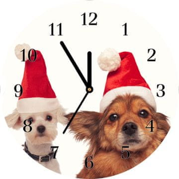 tulup.si Steklena ura Santa Claus Psi. Črne kazalke