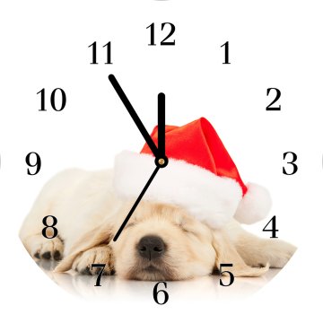 tulup.si Steklena ura Puppy Cap Santa Claus Zima Črne kazalke