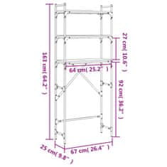 Vidaxl Polica za pralni stroj dim. hrast 67x25x163 cm inženirski les