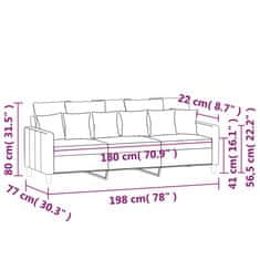 Vidaxl Trosed temno siv 180 cm žamet