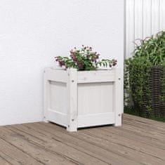 Vidaxl Vrtno cvetlično korito belo 31x31x31 cm trdna borovina