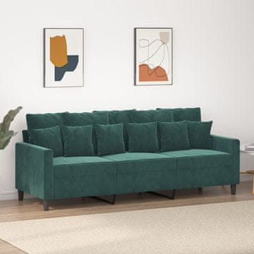 Vidaxl vidaXL Trosed temno zelen 180 cm oblazinjen z žametom