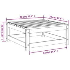 Vidaxl Vrtni stolček za noge 70x70x30 cm trdna borovina