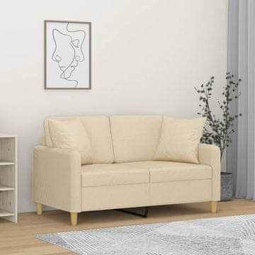 Vidaxl vidaXL Dvosed z blazinami, kremne barve, 120 cm, blago