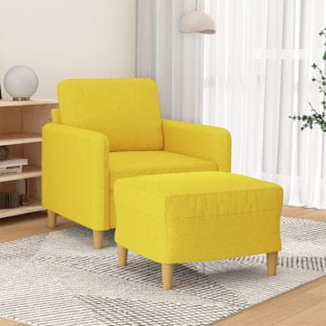 Vidaxl vidaXL Fotelj z podnožjem svetlo rumen 60 cm blago