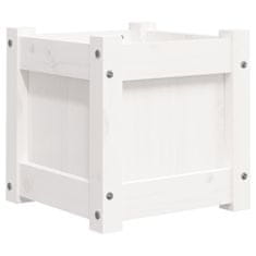 Vidaxl Vrtno cvetlično korito belo 31x31x31 cm trdna borovina