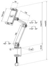 Neomounts DS15-545WH1/Tablet Holder/4,7-12,9"/Naklon/Rotacija 360°/3 zatiči/bela