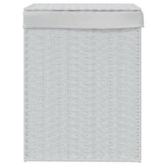 Vidaxl Košara za perilo s pokrovom bela 46x33x60 cm poli ratan