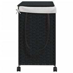 Vidaxl Košara za perilo s kolesi črna 60x35x60,5 cm ratan