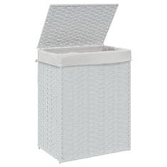 Vidaxl Košara za perilo s pokrovom bela 46x33x60 cm poli ratan