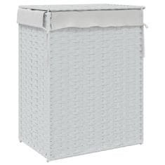 Vidaxl Košara za perilo s pokrovom bela 46x33x60 cm poli ratan