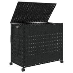 Vidaxl Košara za perilo s kolesi črna 66x35x60 cm ratan
