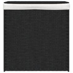 Vidaxl Košara za perilo z 2 predelkoma črna 53x35x57 cm poli ratan