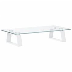 Vidaxl Stojalo za monitor belo 40x20x8 cm kaljeno steklo in kovina
