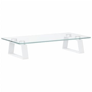 Vidaxl Stojalo za monitor belo 40x20x8 cm kaljeno steklo in kovina