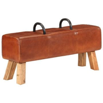 Vidaxl vidaXL Gimnastična klop, rjava, 110 cm, pravo usnje