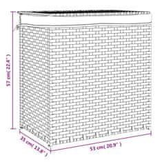 Greatstore Košara za perilo z 2 predelkoma 53x35x57 cm poli ratan