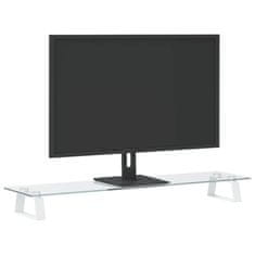 shumee Stojalo za monitor belo 80x20x8 cm kaljeno steklo in kovina