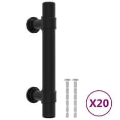 Vidaxl Ročaji za omarico 20 kosov črni 64 mm nerjaveče jeklo