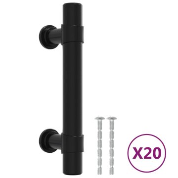 Vidaxl Ročaji za omarico 20 kosov črni 64 mm nerjaveče jeklo