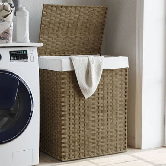 Vidaxl Košara za perilo s pokrovom 46x33x60 cm poli ratan