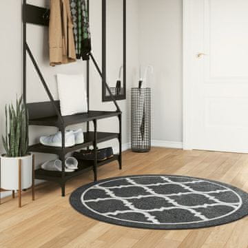 Vidaxl vidaXL Pralna preproga, črno-bela, Ø120 cm